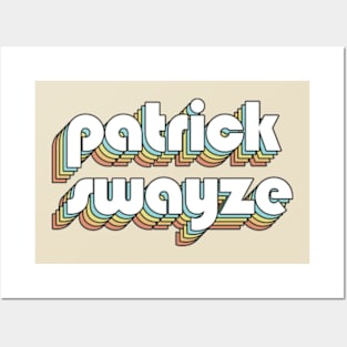 Patrick Swayze - Retro Rainbow Typography Faded Style Posters and Art